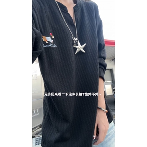 XZ809A/SYR07/特P19/控38  肌理感腊肠狗绣花V领长T恤卫衣图片
