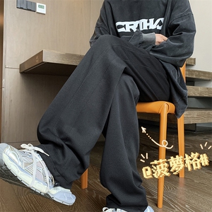 华夫格休闲卫裤男款春秋季美式潮牌直筒宽松运动裤子K937-特批32图片