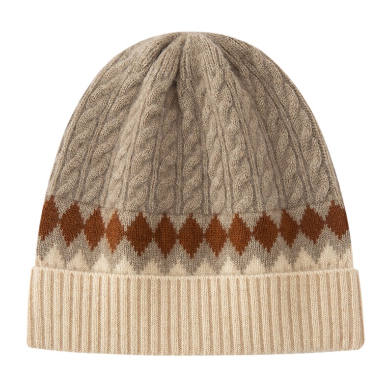 2025新款小菱形提花帽子，帽子，天宇悦翔羊绒