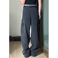 直筒工装牛仔裤女2025新款hiphop高腰宽松拖地阔腿裤子KA1092，男装牛仔裤，星座1116A（原606A-3）