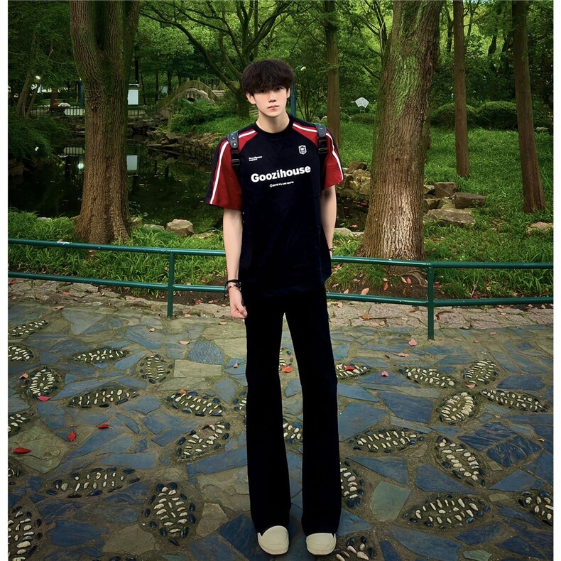 黑色微喇西裤男款秋季宽松垂感弯刀裤子高级感直筒西装裤XX374,男装西服套装,星座208-5