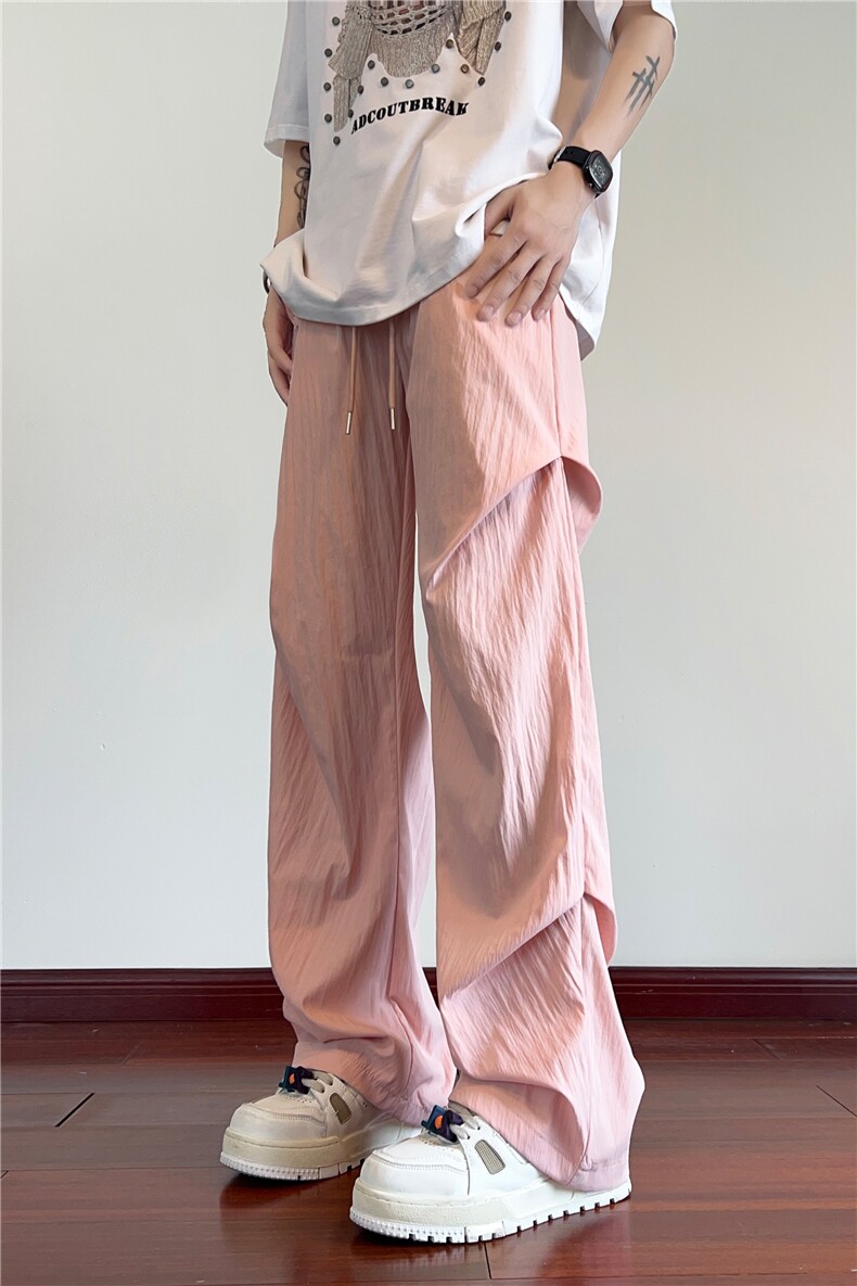 夏季新款潮冰丝垂感宽松松紧腰阔腿休闲裤B315-K24105-特P30控58,男装休闲裤,电商B315