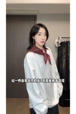 格子领巾长袖T恤秋季5QZ4079-TP25不美式方巾宽松大码上衣女，男装T恤，电商A102