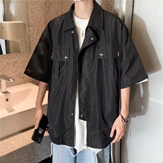 男款夏季拉链短袖夹克潮牌工装夹克上衣男生潮流，男装夹克，星座1013