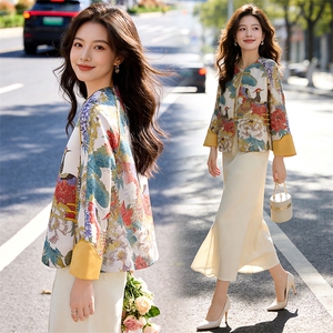 芷墨春季复古新中式盘扣显瘦外套日常通勤显高显瘦唐装减龄外套女，女装短外套，芷墨服饰