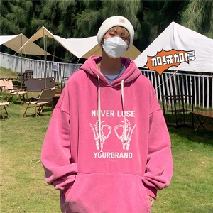 新款秋冬港风宽松连帽套头卫衣X5667-常规P70控88-加绒P80控98图片