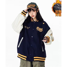 复古条纹撞色棒球服女潮牌宽松春秋插肩袖外套夹克J2512，男装夹克，星座1116A（原606A-3）