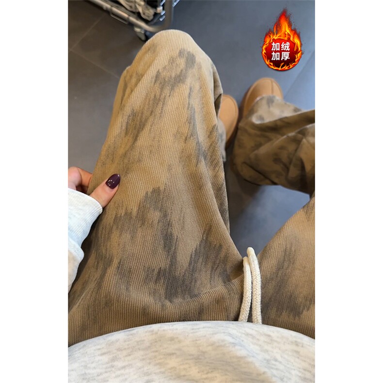 美式打褶设计扎染休闲裤男保暖宽松加厚阔腿裤 5D2136-TP4588图片