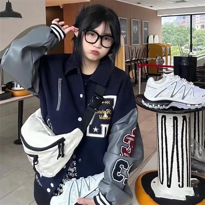 【档口现货】DJK608-P65新款藏蓝色春秋美式复古情侣夹克刺绣外套,男装夹克,星座603-2