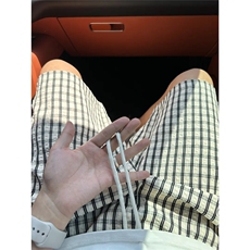 夏季格子短裤夏季蓝色直筒五分裤直筒阔腿裤五分裤男士休闲裤牛仔，男装牛仔裤，星座208-5