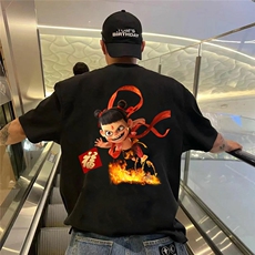哪吒之魔童短袖T恤男圆领上衣潮牌潮流哪吒主题印花TX103-TP35，男装T恤，电商A089-1