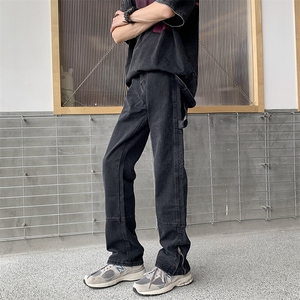 现货 裤脚拉链牛仔裤 伐木工设计款黑色酵磨工艺 修身版型8929P48图片