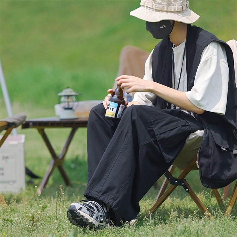 军绿色日系慵懒风工装裤男款山系廓形cityboy裤子over图片