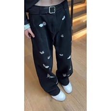 春季刺绣牛仔裤男小众设计感裤子美式高街潮牌微喇裤L21500-P45，男装牛仔裤，星座1008
