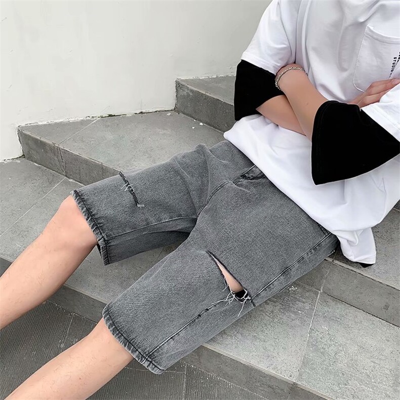 宽松直筒五分裤拉链牛仔裤水洗潮流男FA026-P32,男装牛仔裤,星座208-5