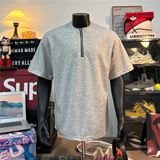 250克液态棉半拉链亨利领夏季潮流短袖宽松大码T恤男特P20，男装T恤，电商C306-1