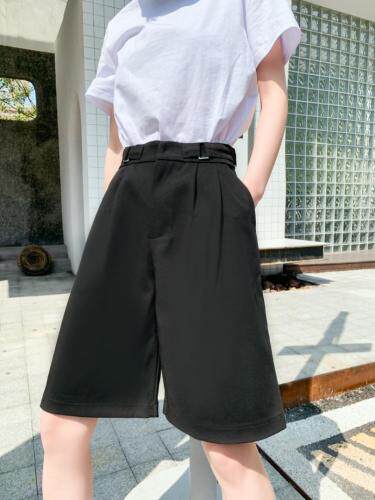 五分西装短裤宽松薄款高腰a字显瘦直筒港味中裤，女装西装，LC裤子