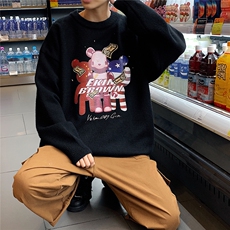 1港风新款宽松休闲中性情侣潮流印花毛衣男外套7673P48加绒P55，男装针织衫/毛衣，星座226-2