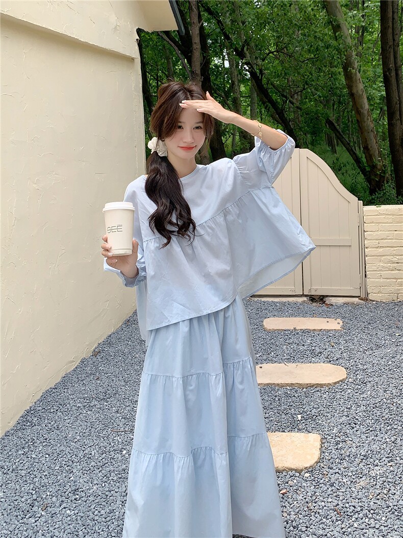 全棉中袖上衣+半身裙两件套R2C086-2569-1P130K198,女装套装/套裙,浙宝A馆126