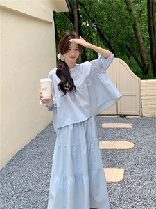 全棉中袖上衣+半身裙两件套R2C086-2569-1P130K198图片