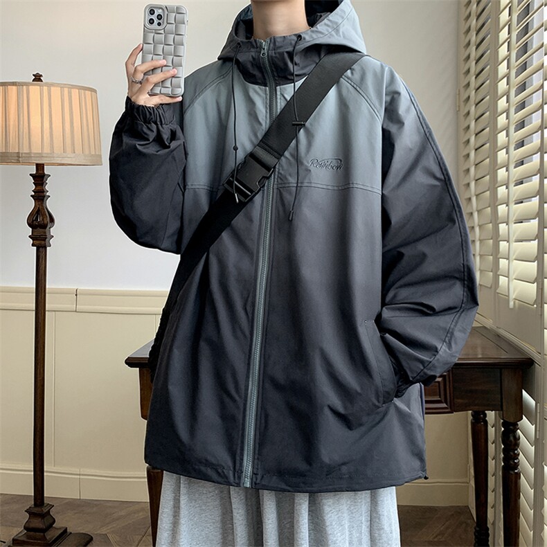 供抖音 高品质港风渐变夹克秋冬连帽冲锋X416B-1-JK680-P85 限118图片
