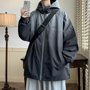 供抖音 高品质港风渐变夹克秋冬连帽冲锋X416B-1-JK680-P85 限118图片