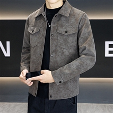 加绒款皮衣外套复古百搭宽松机车服pu皮夹克JK2566常规P78加绒P88，男装夹克，星座301B-1