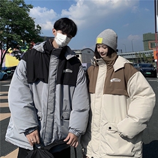 EQ343冬季连帽工装棉衣外套男拼接撞色情侣装棉服2024新款，男装棉衣，电商C306-1