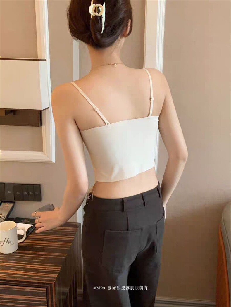 新款美背法式设计感修身蕾丝抹胸上衣,女装背心吊带,安月电商供货