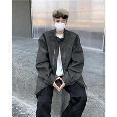机车夹克外套男炸街垫肩皮衣柳丁款男皮衣8541P78，男装夹克，星座410-2