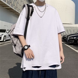 C314-P28 2024新款夏季潮牌ins百搭半袖上衣破洞圆领短袖男 现货图片