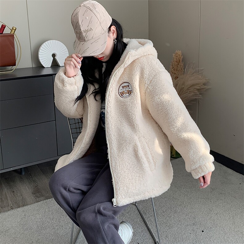 高中生羊羔绒外套少女孩秋冬装学生新款加绒加厚大童女装C484-115,女装短外套,星座911-2(原星座613-2）