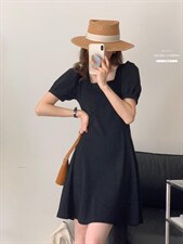 香丽迪2022年夏季新款拼接连衣裙女针织短袖圆领修身高腰，女装连衣裙，香丽迪1