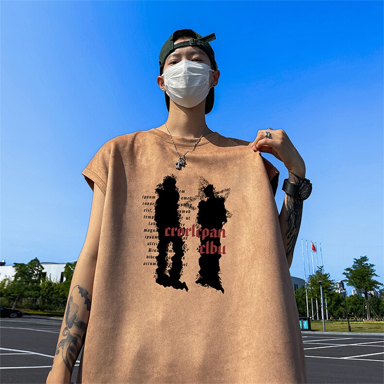 量大优供视频得物直播品230克夏季麂皮绒背心无袖T恤BJ279,男装背心/马甲,电商A486