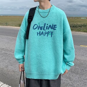 ！2023秋冬新款男士圆领毛衣百搭潮流针织衫简约上衣M320P45，男装针织衫/毛衣，电商B220