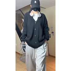 秋冬新款开衫毛衣男士潮牌宽松慵懒风V领针织衫外套MY2625P60，男装针织衫/毛衣，电商基地A086