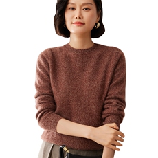 2025秋冬新款35%山羊绒女士7针花纱圆领羊绒衫，女装羊绒衫，拓驰羊绒
