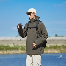 冬季三合一外套日系连帽男装青年夹克户外防水冲锋衣外套6152-P90，男装夹克，星座1403A