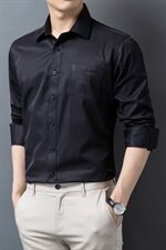 H5611钱塘2020-1秋冬男士格纯色平纹衬衣舒适P37，男装衬衫，钱塘207-1