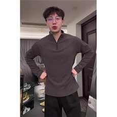 半拉链立领长袖T恤衫男士德绒保暖双面磨毛卫衣，男装T恤，星座1210-1