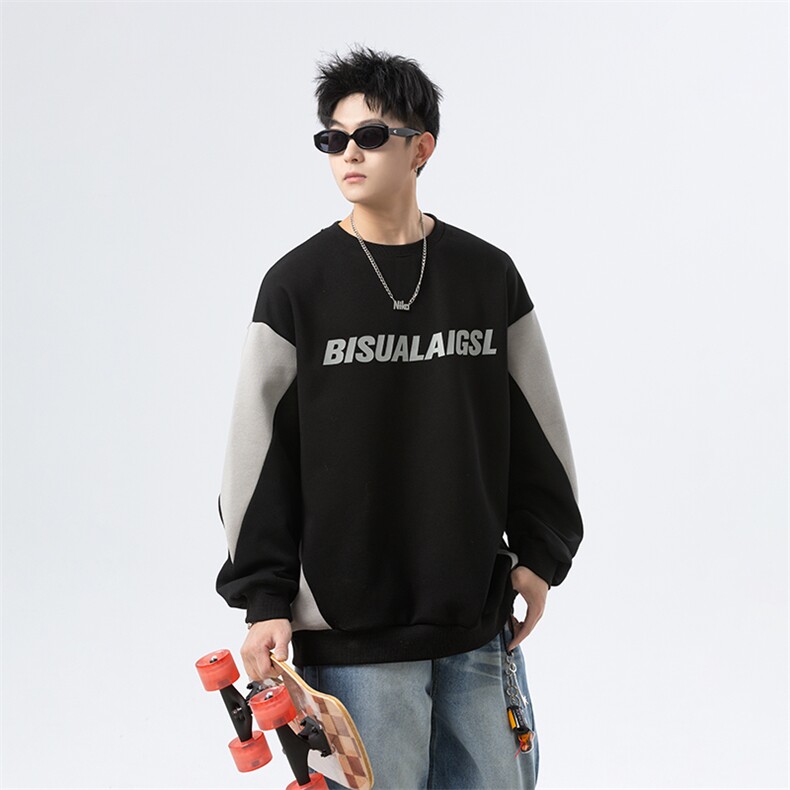 2025春秋季新款拼接设计感卫衣青少年潮流宽松长袖上衣特批40，男装卫衣，星座516