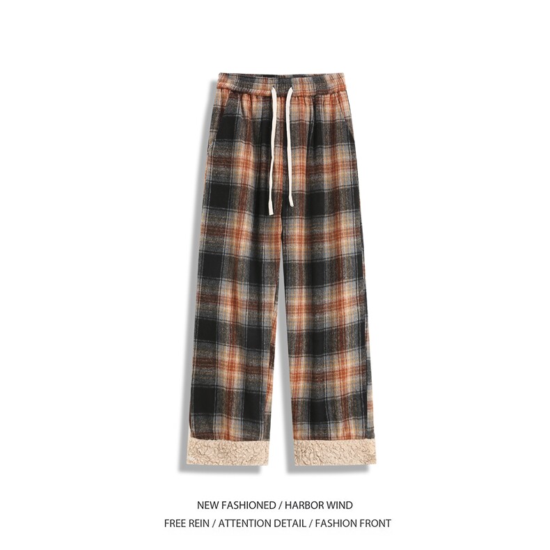 2025冬季潮流黑咖格宽松休闲加厚外穿棉裤B315-K25898JR-p65控88，男装棉裤，电商B315