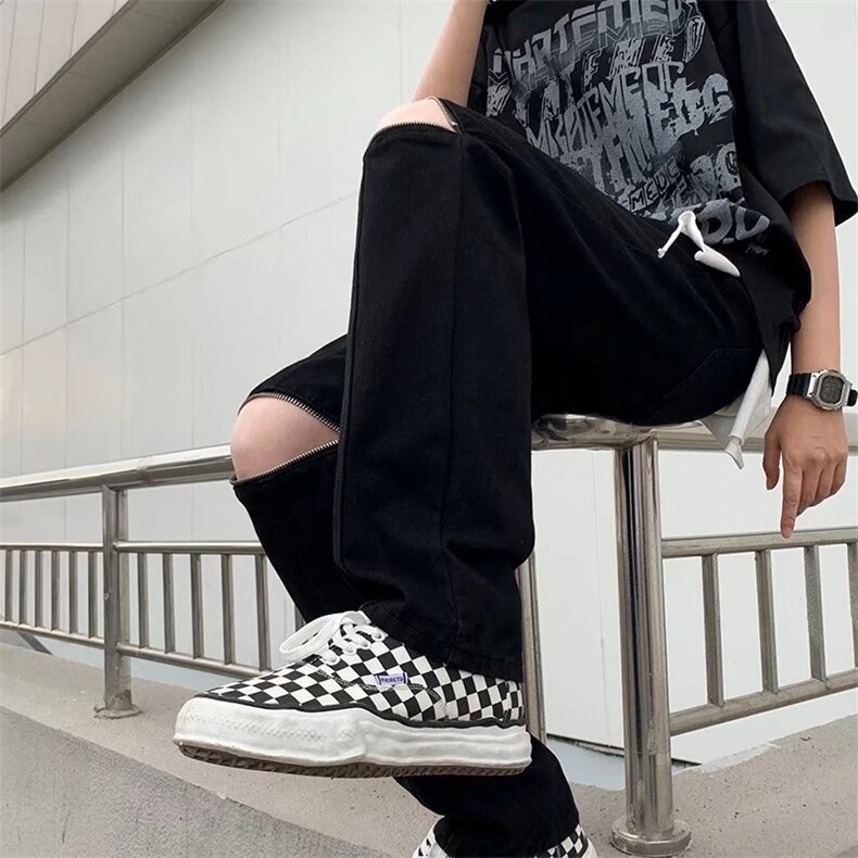 潮流春季牛仔裤男牛仔长裤膝盖拉链牛仔裤E10P38,男装牛仔裤,星座1116-2