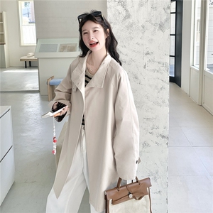 设计感中长款风衣外套女2025秋季新款韩系宽松系带休闲气质大衣潮图片