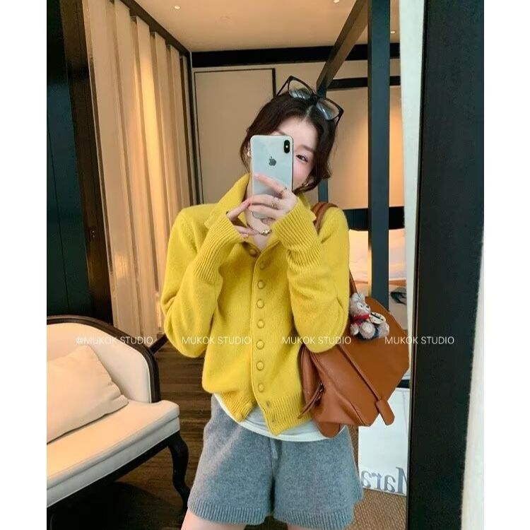 韩系纯色高领小个子软糯毛衣外套女秋冬新款针织开衫修身长袖上衣,男装针织衫/毛衣,星座506A