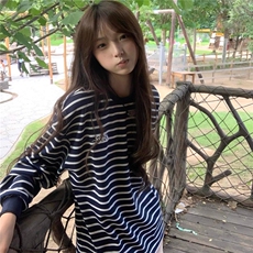 条纹打底衫2025年春季秋冬新款大码宽松内搭打底衫长袖t恤女上衣，男装T恤，星座506A