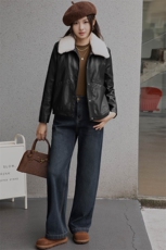 冬款加绒皮衣外套女短款2024年新款小个子加厚保暖正品皮夹克棉衣，女装皮衣，江南女神