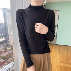 优雅气质半高领羊毛针织衫简约百搭显瘦保暖毛衣，女装针织衫/毛衣，绒宛羊绒