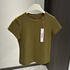 圆领短袖T恤2025新款气质修身显瘦纯色短款上衣t恤，女装T恤，沐策羊绒