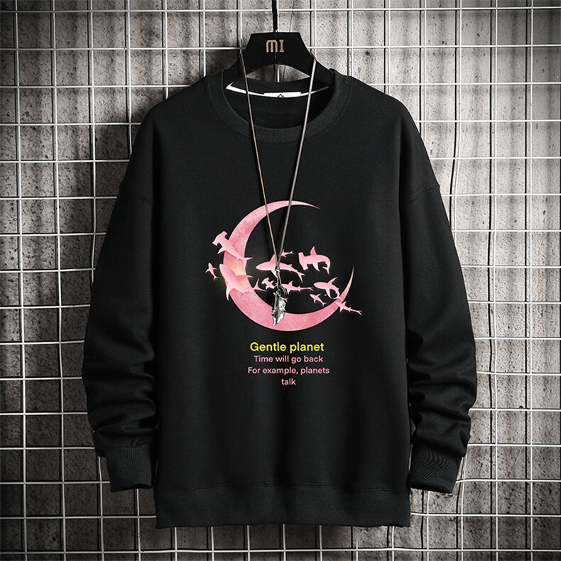 S6209-P28加绒款-P33秋季圆领卫衣男大码韩版宽松长袖外套网格,男装卫衣,电商A040A